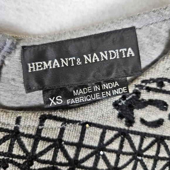 Anthropologie Hemant & Nandita Revolve Beaded Maxi Dress Silk Embellish Size XS - Picture 11 of 15